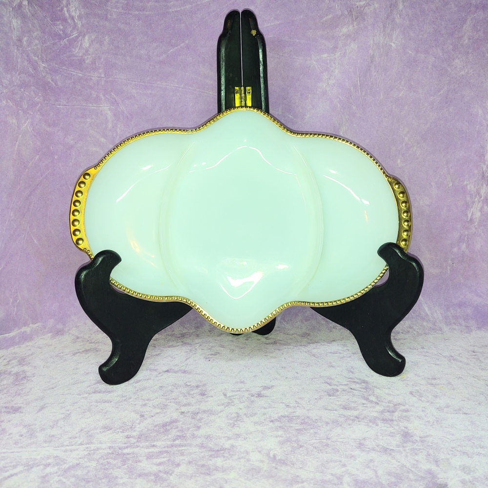 Fire King White and Gold Trim Dish